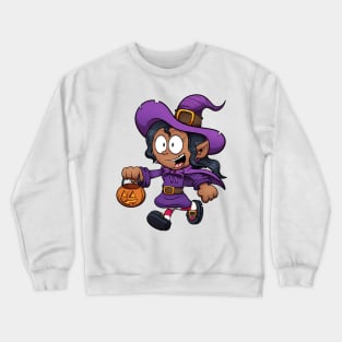 Kid In Witch Costume Trick Or Treating Crewneck Sweatshirt